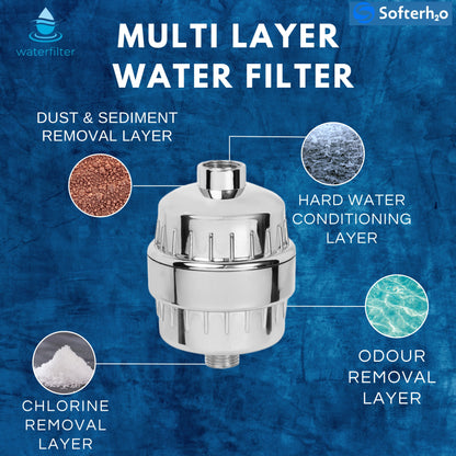 Shower and Tap filter for hard water with 15 stage | Water Softener for Bathroom | Hard Water Filter - Universal Tap Filter